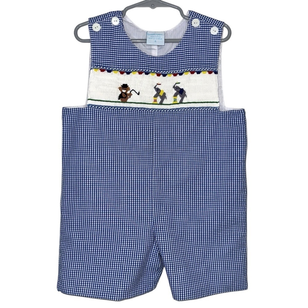 Boy’s Remember Nguyen Smocked Blue Gingham Circus Ringmaster Jon Jon